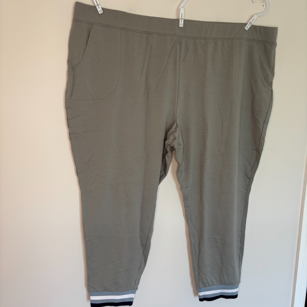 Sport Savvy NEW French Terry Jogger with Stripe Cuff Hem Womens 4X Petite Gray - Picture 5 of 10